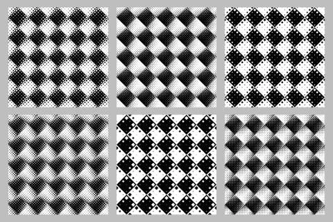 Seamless geometrical square pattern background design set Stock Illustration
