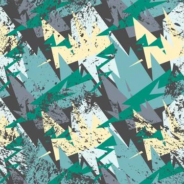 Seamless geometry urban pattern with triangular elements and grunge spots Illustrazione stock
