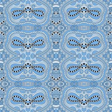 Seamless geometry vintage pattern, blue colour Stock Illustration