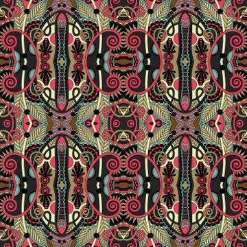 Seamless geometry vintage pattern, ethnic style ornamental backg Stock Illustration