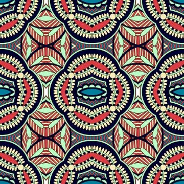 Seamless geometry vintage pattern, ethnic style ornamental backg Stock Illustration