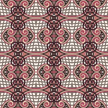Seamless geometry vintage pattern, ethnic style ornamental backg Stock Illustration