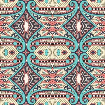 Seamless geometry vintage pattern, ethnic style ornamental backg Stock Illustration