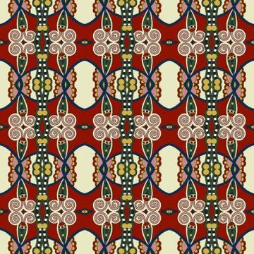 Seamless geometry vintage pattern, ethnic style ornamental backg Stock Illustration