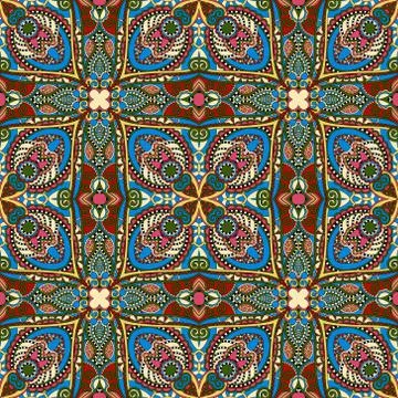 Seamless geometry vintage pattern, ethnic style ornamental backg Stock Illustration