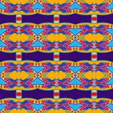 Seamless geometry vintage pattern, ethnic style ornamental backg Stock Illustration