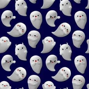 A seamless ghost Halloween pattern Stock Illustration