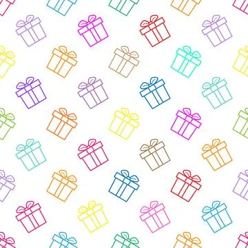Seamless gift box pattern with bows for texture, textiles, packaging, and sim Stock Illustration