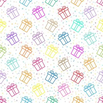 Seamless gift box pattern with bows for texture, textiles, packaging, and sim Stock Illustration