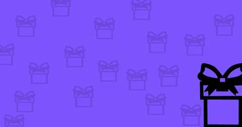 Seamless Gift Box Pattern on Purple Background Illustrazione stock