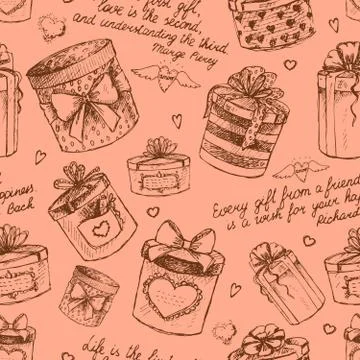 Seamless gift present boxes pattern 스톡 일러스트
