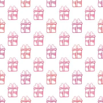 Seamless gift vector pattern on white background 스톡 일러스트
