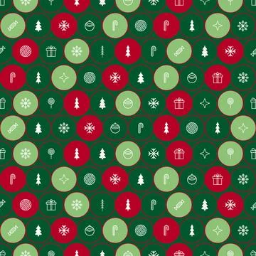 Seamless Gift wrapping paper pattern christmas elements in circle shape Illustrazione stock