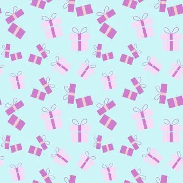 Seamless giftbox pattern background, Vector purple giftbox, Seamless backgrou Stock Illustration