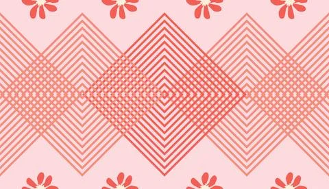 Seamless gingham pattern with cute daisy flowers, diagonals and checkered b.. Illustrazione stock