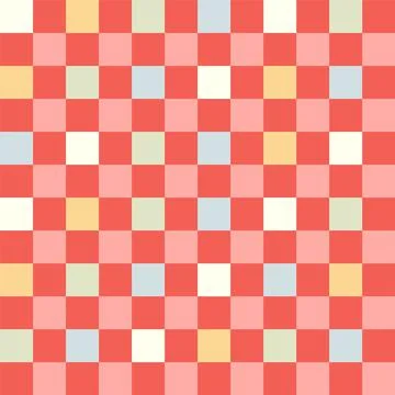 Seamless gingham pattern with cute daisy flowers, diagonals and checkered b.. Stock Illustration
