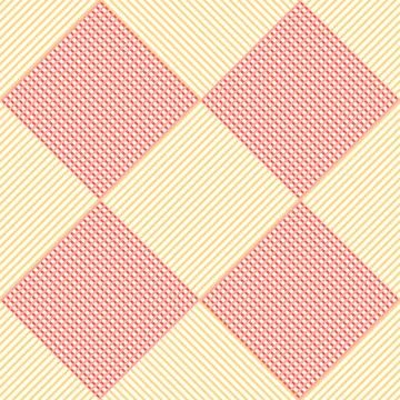 Seamless gingham pattern with cute daisy flowers, diagonals and checkered bac イラスト素材