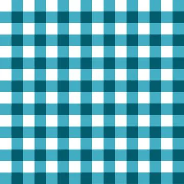 Seamless gingham pattern featuring a regular turquoise blue and white checkered Stock Illustration