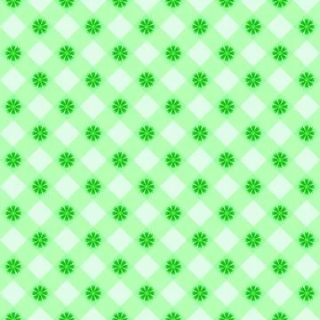Seamless gingham pattern with fresh green wildflowers Illustrazione stock