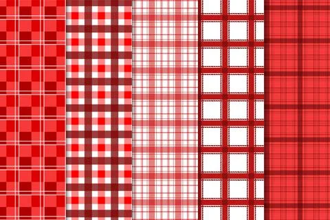 Seamless gingham plaid pattern bundle vector for fabric and t-shirt design. E Stock Illustration