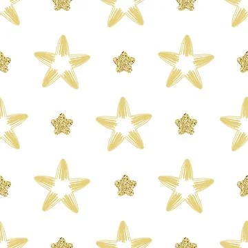 Seamless glitter pattern background for event or party with golden star Stock Illustration