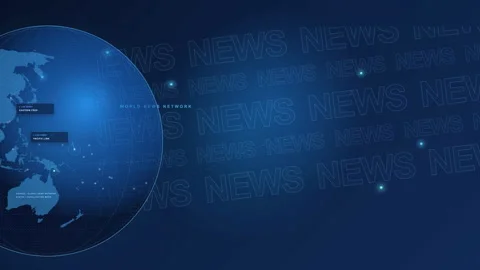 Seamless global news background with rotating earth and event markers Stock Footage 344030925