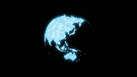 Seamless Globe Map Rotation Holographic HUD Stock-Footage 132692079