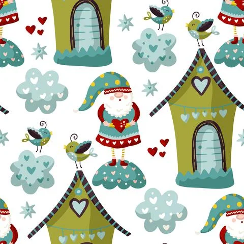 Seamless Gnome Vector pattern. Stock-Illustration