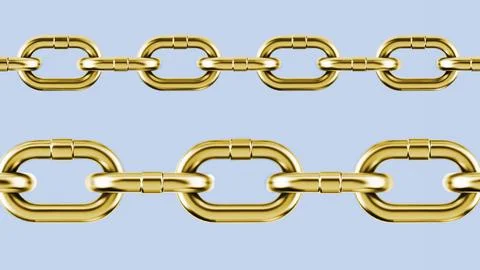 Seamless gold chain pattern isolated on blue background. 3D illustration Stock Illustration