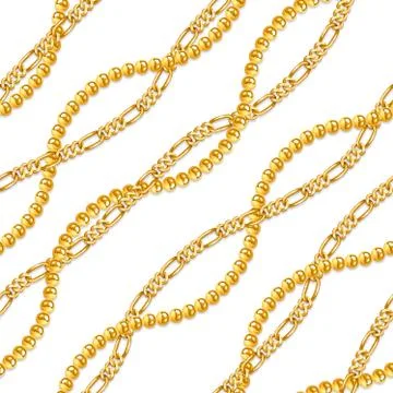 Seamless gold chains pattern. Repeat design. Curved waves, chains, DNA. Design f Illustrazione stock