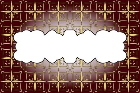 Seamless gold color pattern on dark red background Stock Illustration