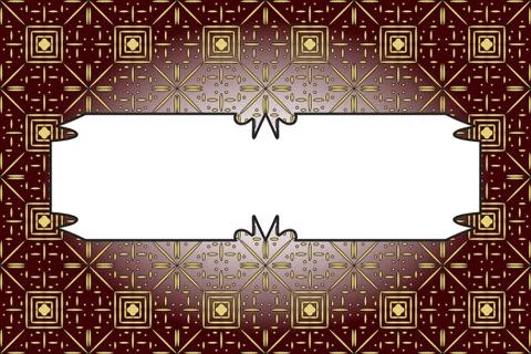 Seamless gold color pattern on dark red background Illustrazione stock
