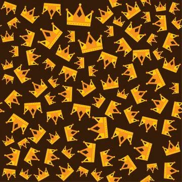Seamless gold crown pattern on dark background Illustrazione stock