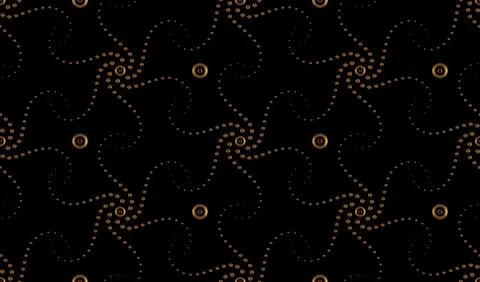 Seamless gold halftone spiral pattern background. Radial speed dotted lines 스톡 일러스트