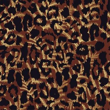 Seamless gold leopard print. Vector pattern, texture, background Stock Illustration