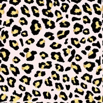 Seamless gold leopard print. Vector pattern, texture, background Stock Illustration