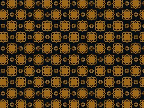 Seamless gold medallion geometric pattern on black luxury background Stock Illustration