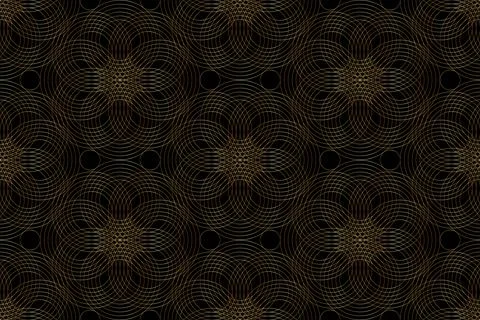 Seamless gold Pattern Design mandala Sacred Geometry background. Luxury textile Stock Illustration