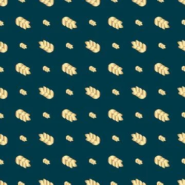 Seamless gold pattern. Golden ears of wheat. Ornament on a dark background. N Stock Illustration