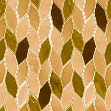 Seamless gold pattern made of precious shiny tiles. Yellow ceramic Stock Illustration