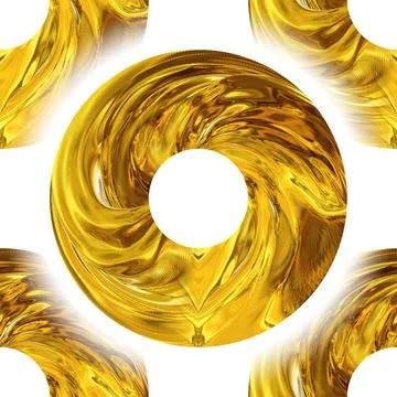 Seamless, gold patterns. Gold rings with textures. Stock Illustration