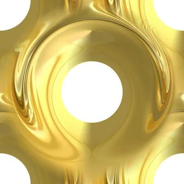 Seamless, gold patterns. Round holes on liquid gold. Stock Illustration