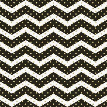 Seamless gold polka dot with chevron pattern. Just drop to swatches and enjoy Illustrazione stock