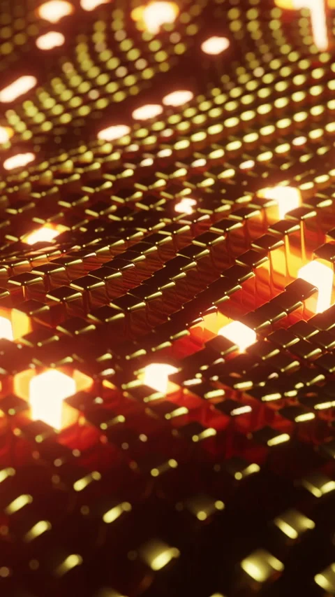 Seamless Gold Rectangular Tiles Vertical Wave Loop - Abstract 3D Metallic Stock Footage 328216439