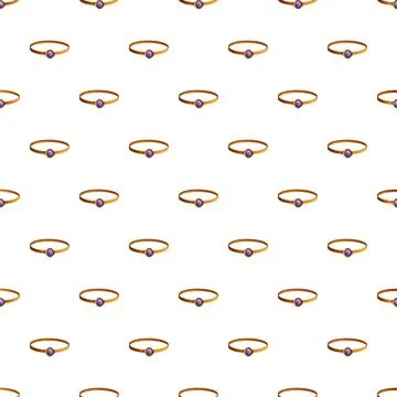 Seamless gold rings pattern with purple gemstone Stock Illustration