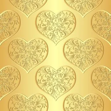 Seamless gold valentine pattern Stock Illustration
