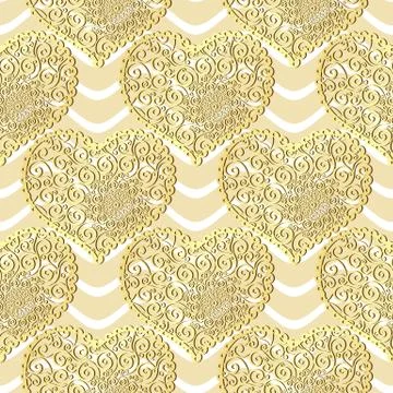 Seamless Gold Valentine Pattern Stock Illustration