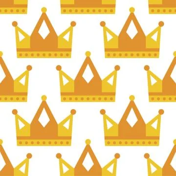 Seamless gold white crown pattern background Stock Illustration