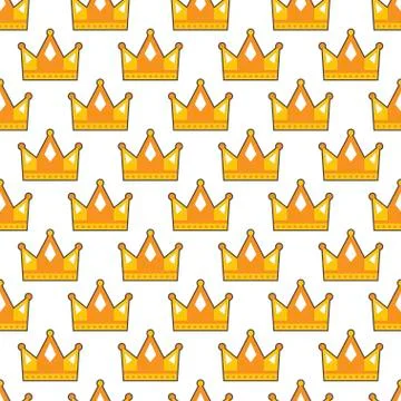 Seamless gold white crown pattern background Stock Illustration