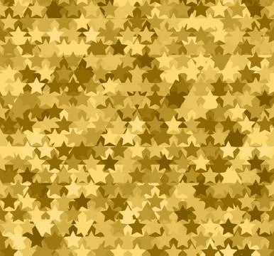 Seamless golden abstract pattern. Print of stars on background of triangles a 스톡 일러스트